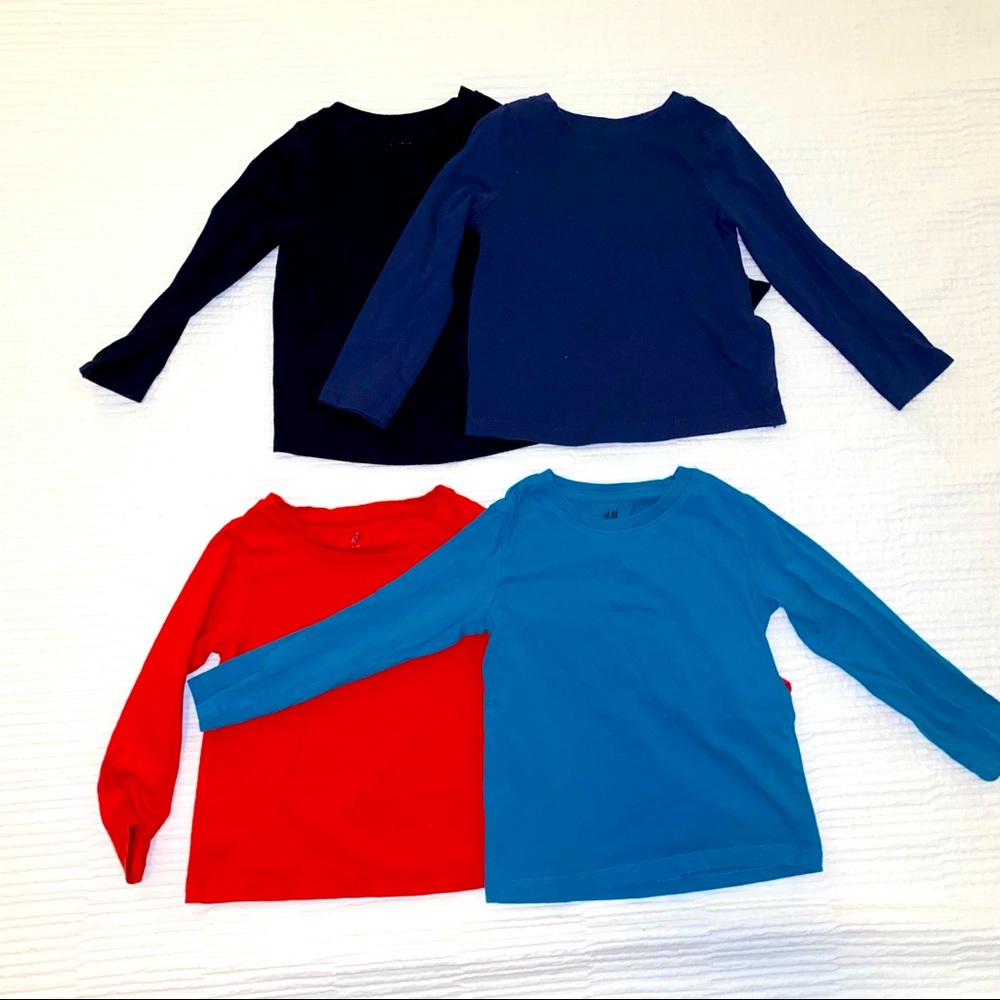 Set lot of 4 toddler long sleeve solid tee shirts